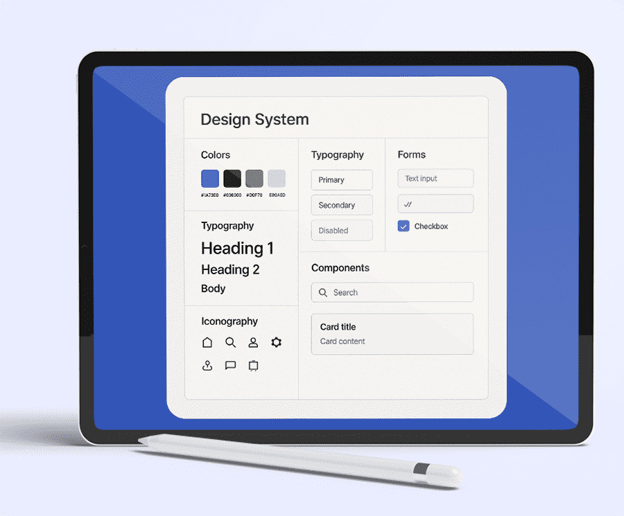 Design system vysvětluje grafiku po vizuální i funkční stránce 