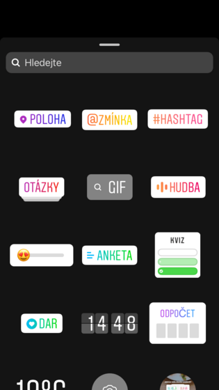 Druhy samolepek na Instagram Stories