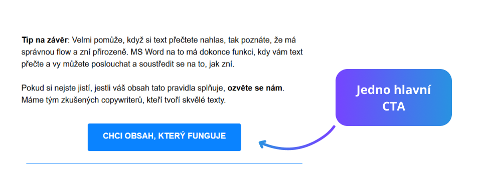 Ukázka ukončení NL s CTA