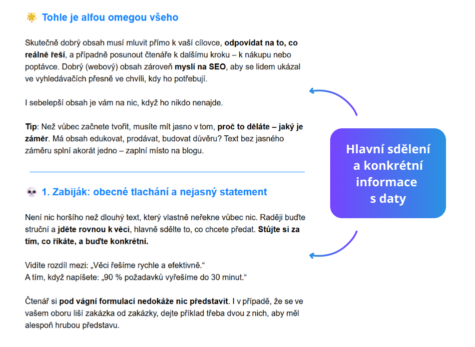 Ukázka hlavního sdělení v e-mialu
