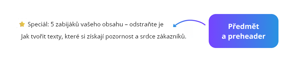 Ukázka předmětu a preheaderu