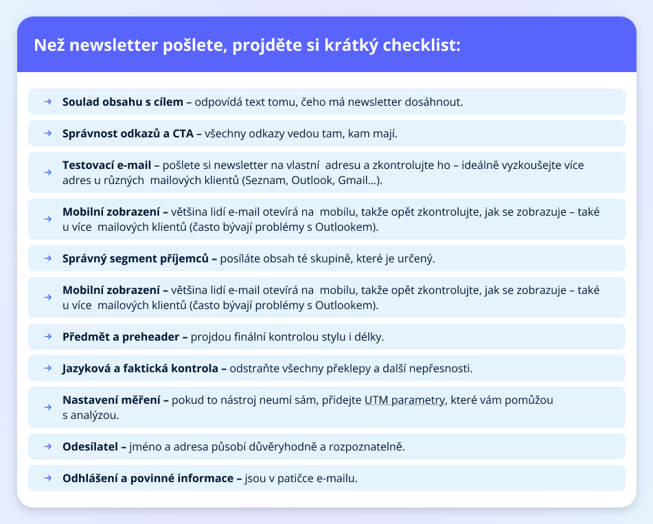 Checklist newsletteru
