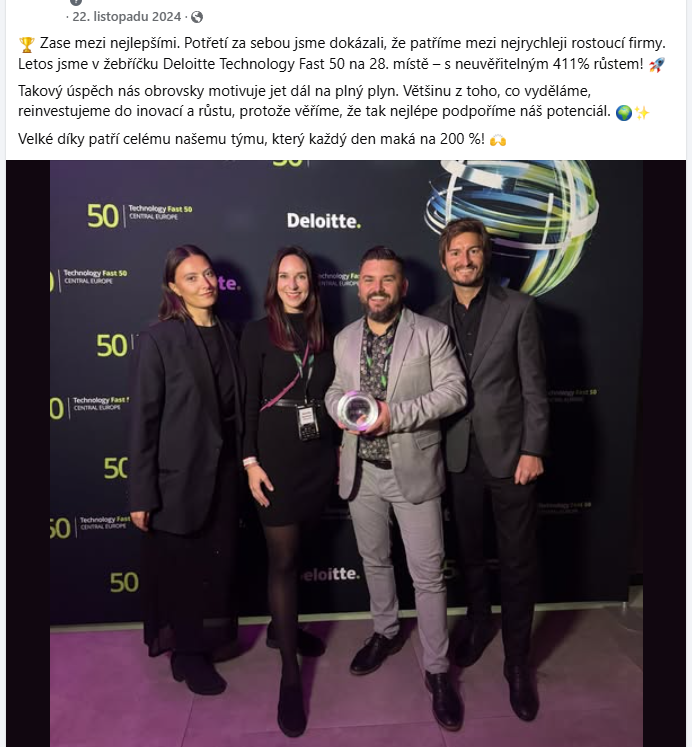Ukázka „konferenčního“ příspěvku na Facebooku.