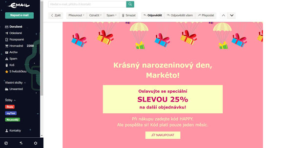 E-mail marketing e-shopu: narozeninový e-mail