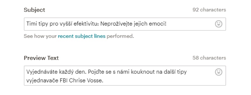 e-mail marketing ukázka předmětu e-mailu