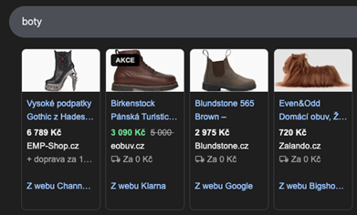 Ukázka výsledků v SERPu