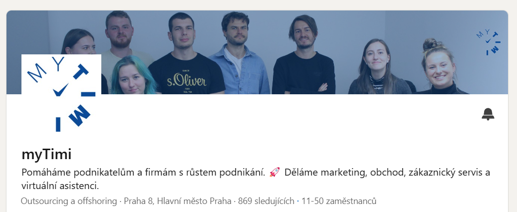 Ukázka náhledu firemního profilu na LinkedIn.