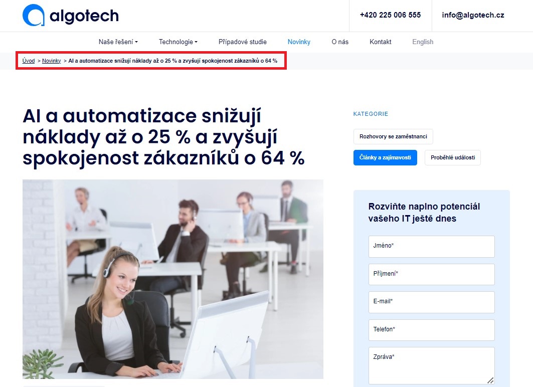 drobečková navigace algotech