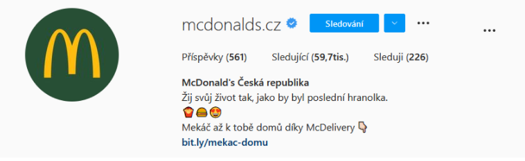 McDonald's Instagram bio