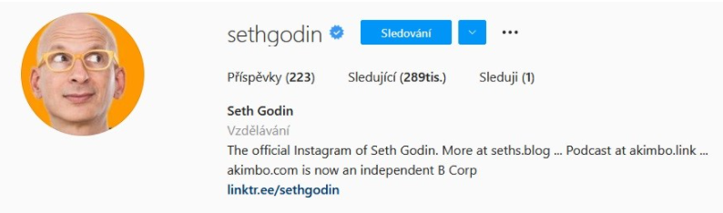 Seth Godin Instagram bio