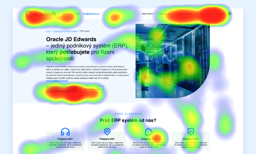 Heat mapa webu