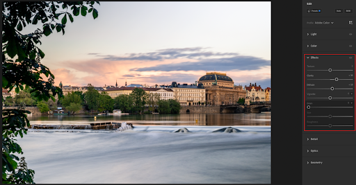 Úprava efektů na fotografii