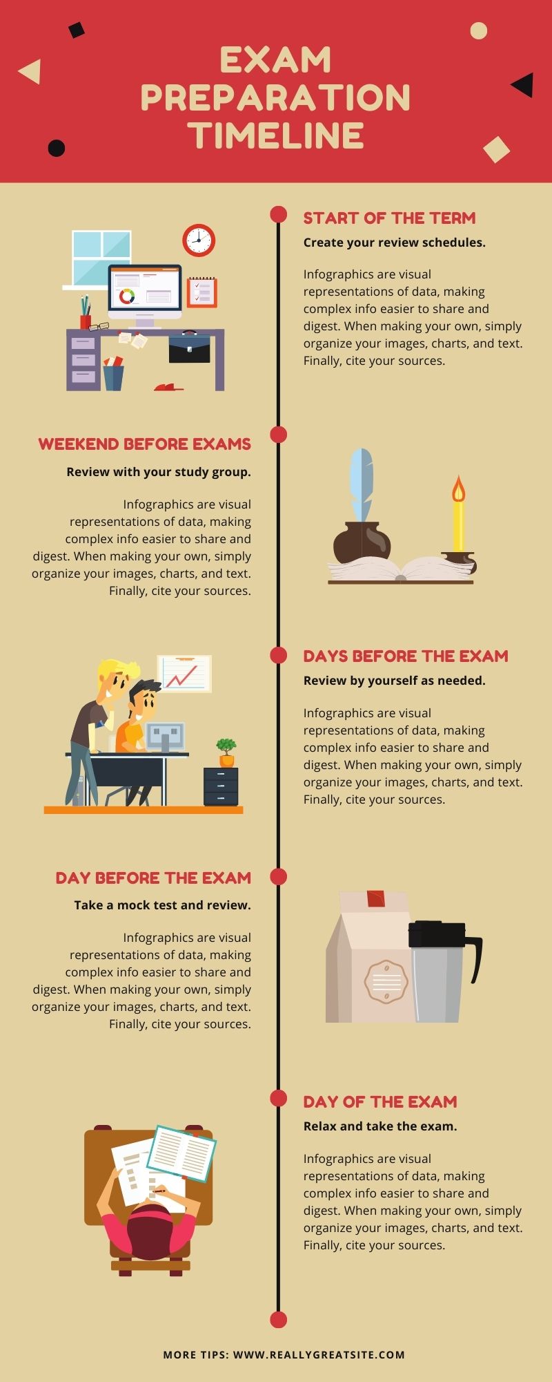 infografika jak se připravit na zkoušku