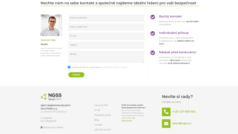 kontaktní formulář ngss
