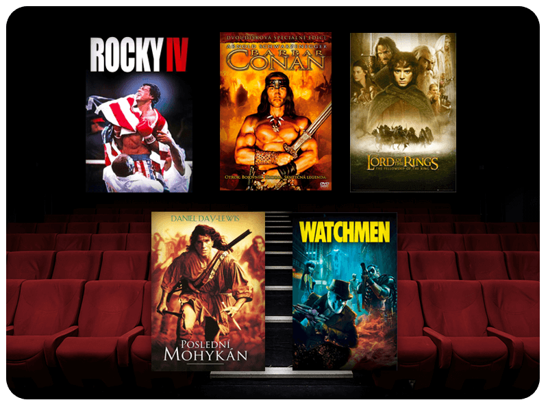 Rocky 4, Barbar Conan, Pán Prstenů, Poslední Mohykán, Watchmen 