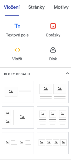 google weby rozložení obsahu