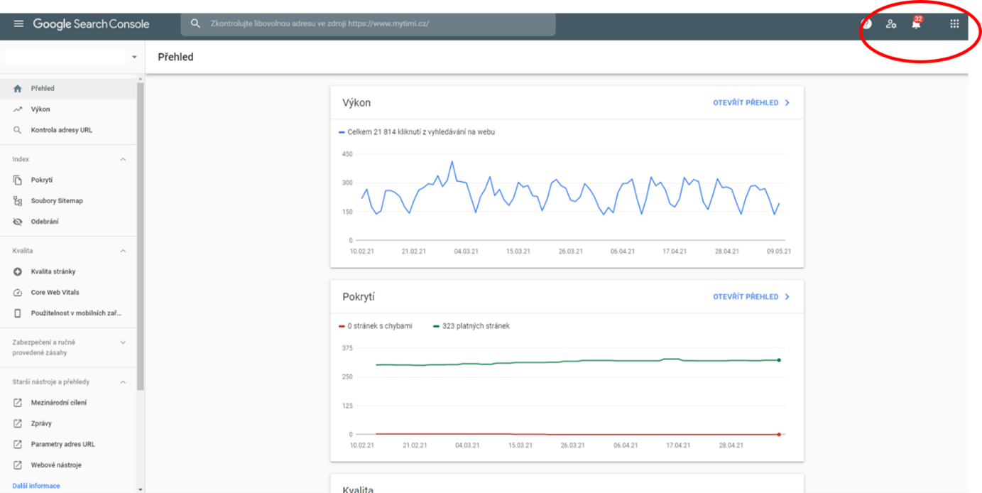 notifikace v serach console